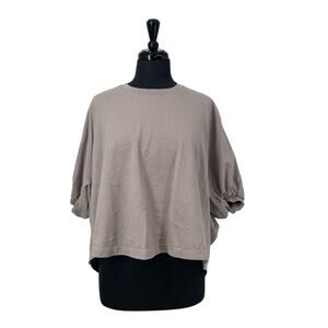 Zara Women's Taupe High Low Puff Sleeve Oversized T-Shirt Size Medium M